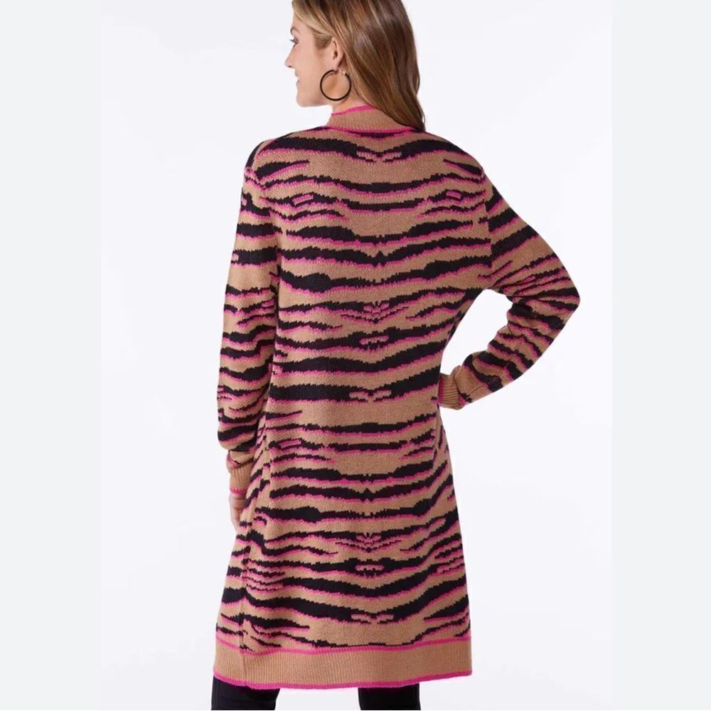 Cato Zebra Print Duster Cardigan Duster Sweater Pink Camel Black XL